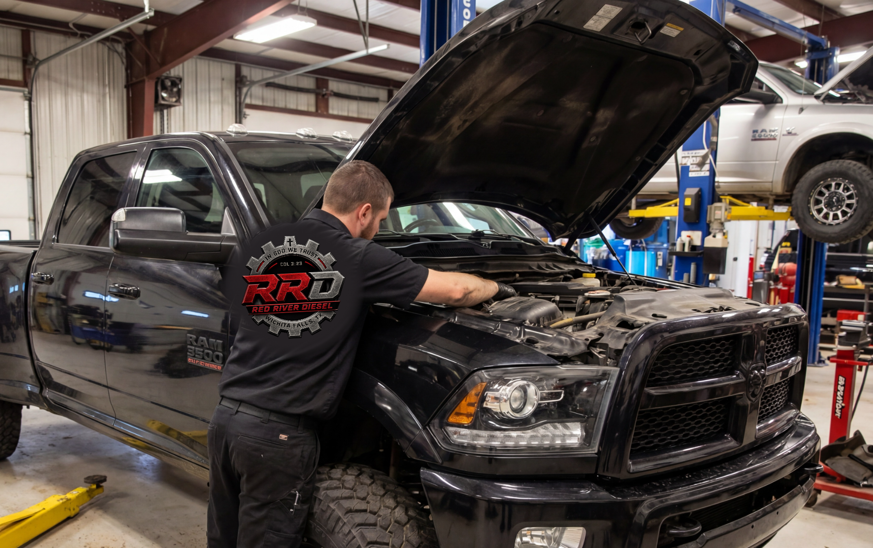 Red River Diesel technician working on a 6.7 Cummins